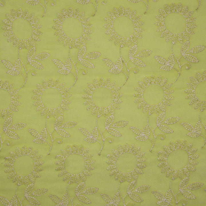 Chikankari Style Embroidery on Lemon Georgette