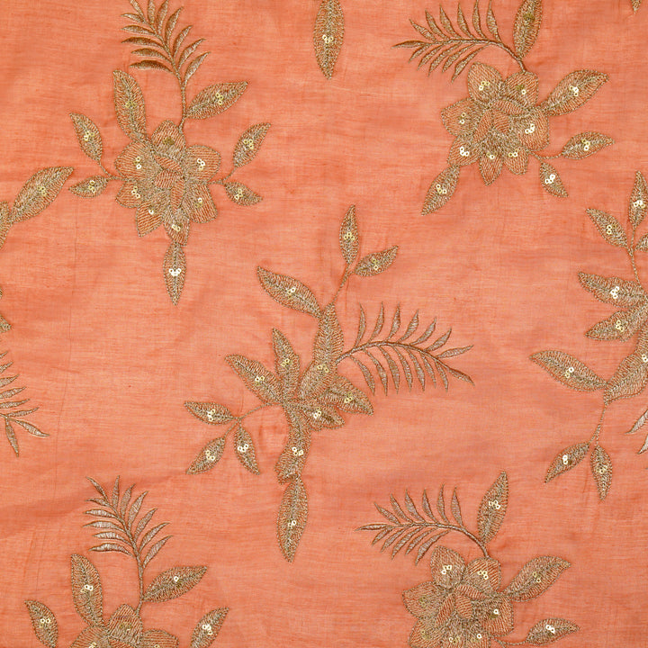 Pallavi Buta on Gajari Tissue Embroidered Fabric