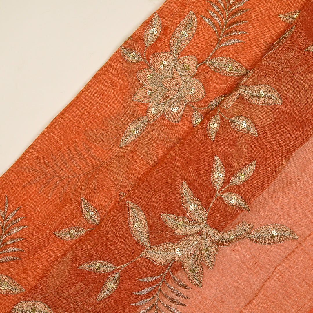 Pallavi Buta on Gajari Tissue Embroidered Fabric