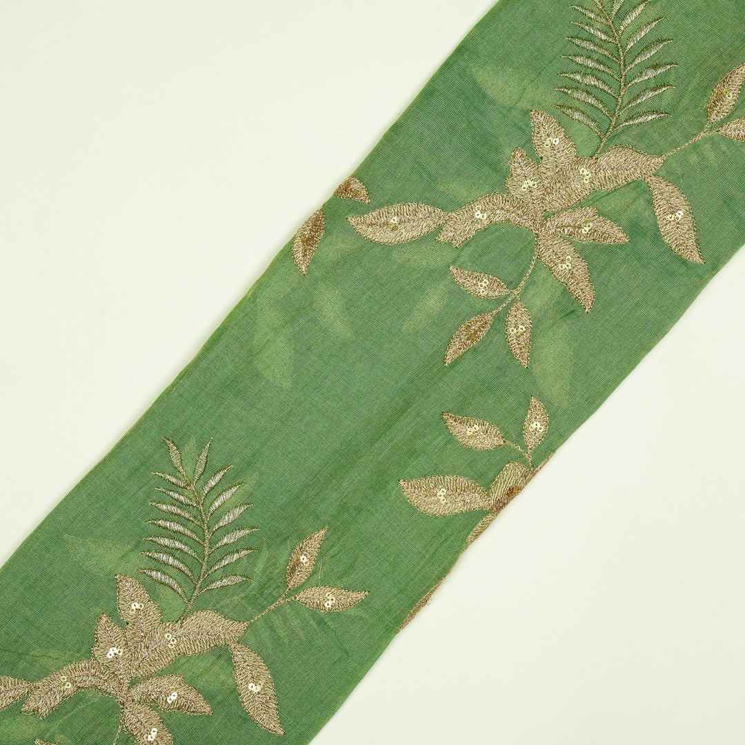 Pallavi Buta on Sea Green Tissue Embroidered Fabric