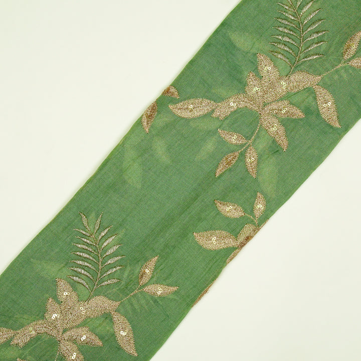 Pallavi Buta on Sea Green Tissue Embroidered Fabric