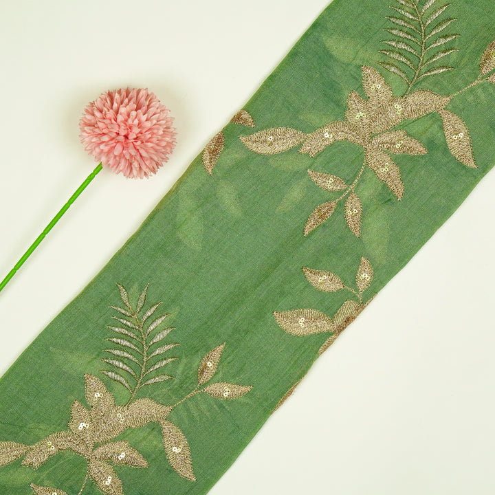 Pallavi Buta on Sea Green Tissue Embroidered Fabric