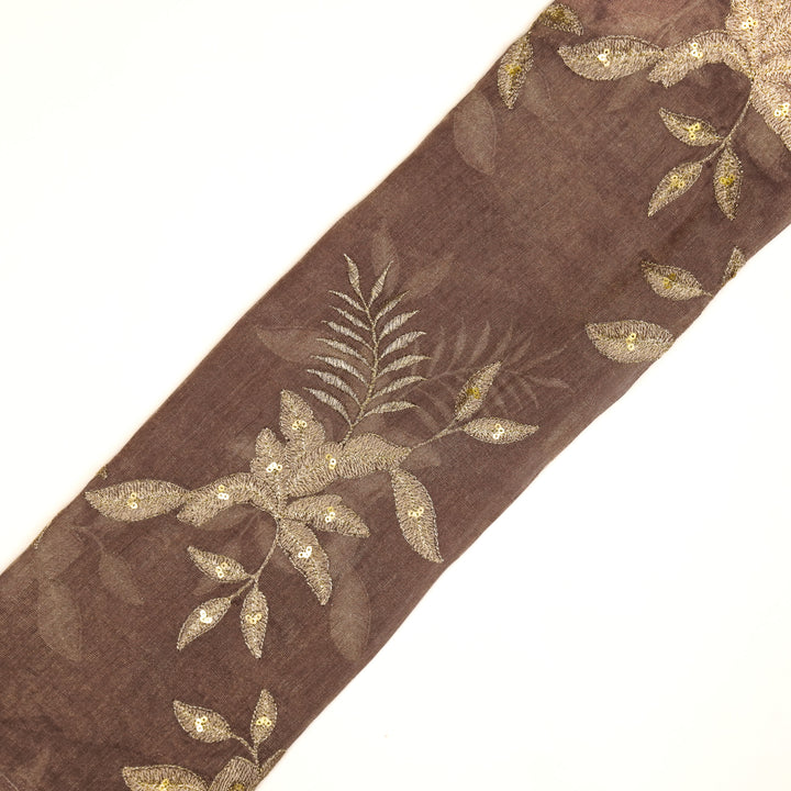 Pallavi Buta on Deep Mauve Tissue Embroidered Fabric