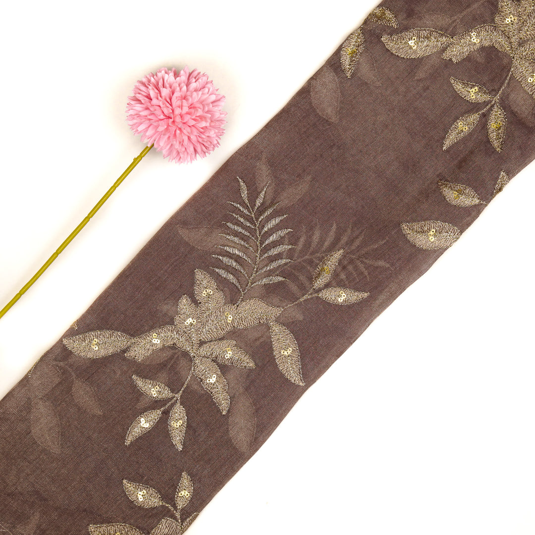 Pallavi Buta on Deep Mauve Tissue Embroidered Fabric