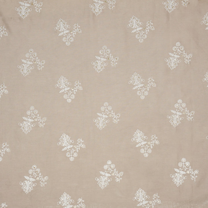 Saarya Buta on Light Mouse Silk Chanderi Embroidered Fabric