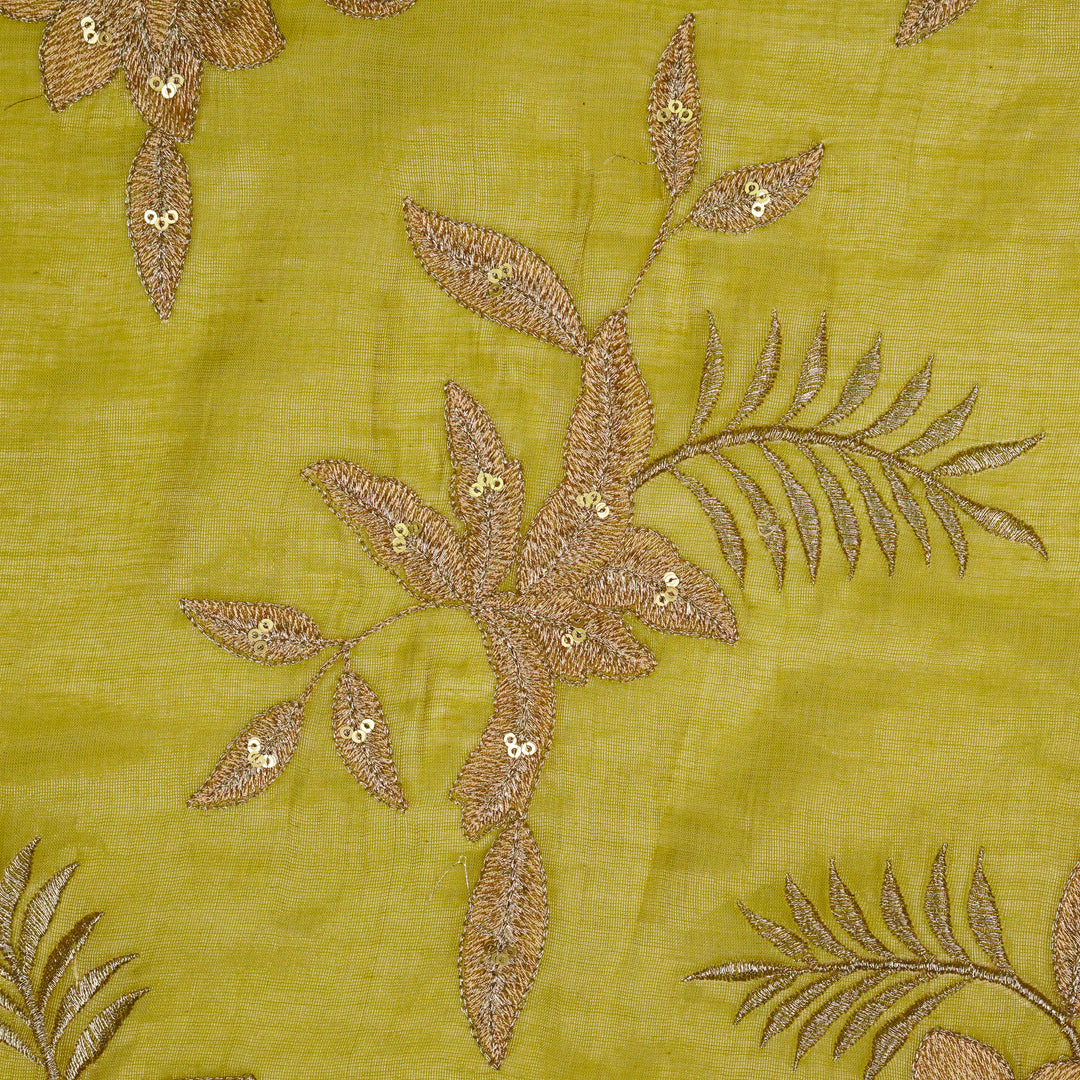 Pallavi Buta on Olive Tissue Embroidered Fabric