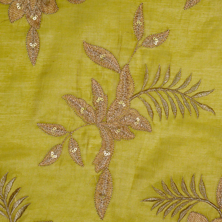 Pallavi Buta on Olive Tissue Embroidered Fabric