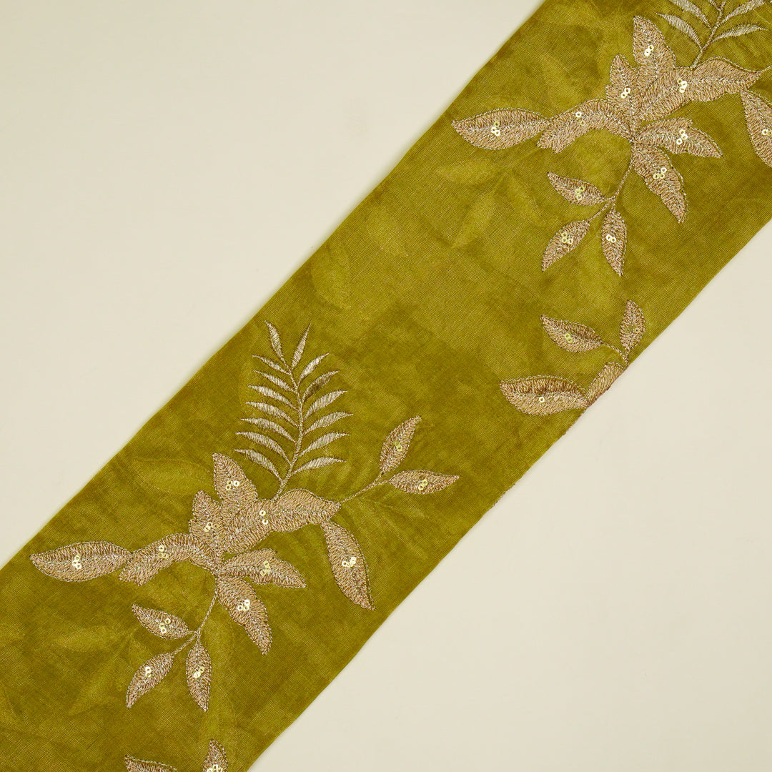 Pallavi Buta on Olive Tissue Embroidered Fabric