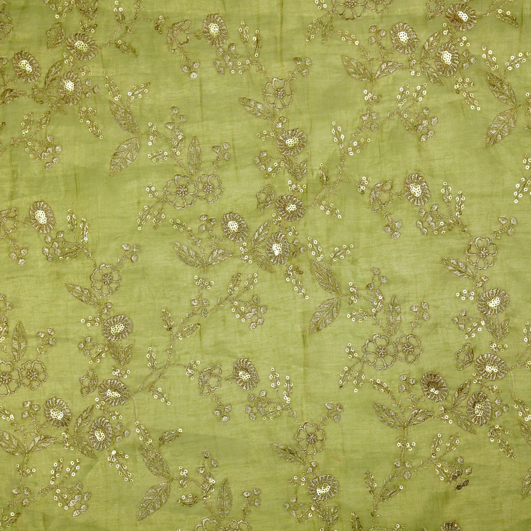 Elira Jaal on Olive Tissue Embroidered Fabric