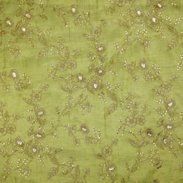 Elira Jaal on Olive Tissue Embroidered Fabric