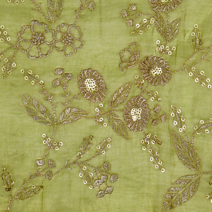 Elira Jaal on Olive Tissue Embroidered Fabric