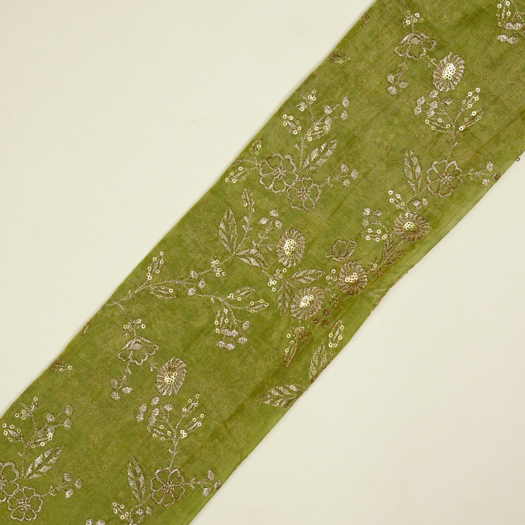 Elira Jaal on Olive Tissue Embroidered Fabric