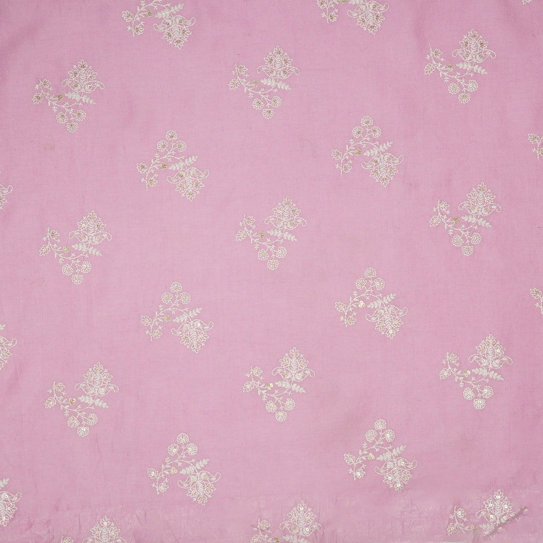 Saarya Buta on Mauve Silk Chanderi Embroidered Fabric