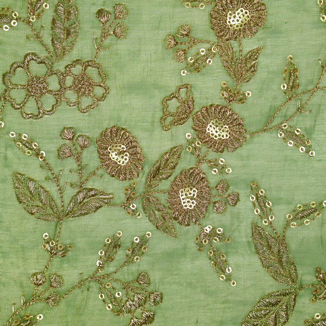Elira Jaal on Sea Green Tissue Embroidered Fabric
