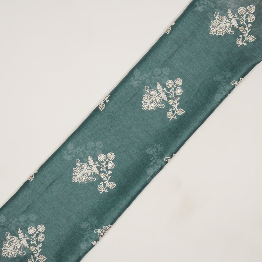 Saarya Buta on Steel Grey Silk Chanderi Embroidered Fabric