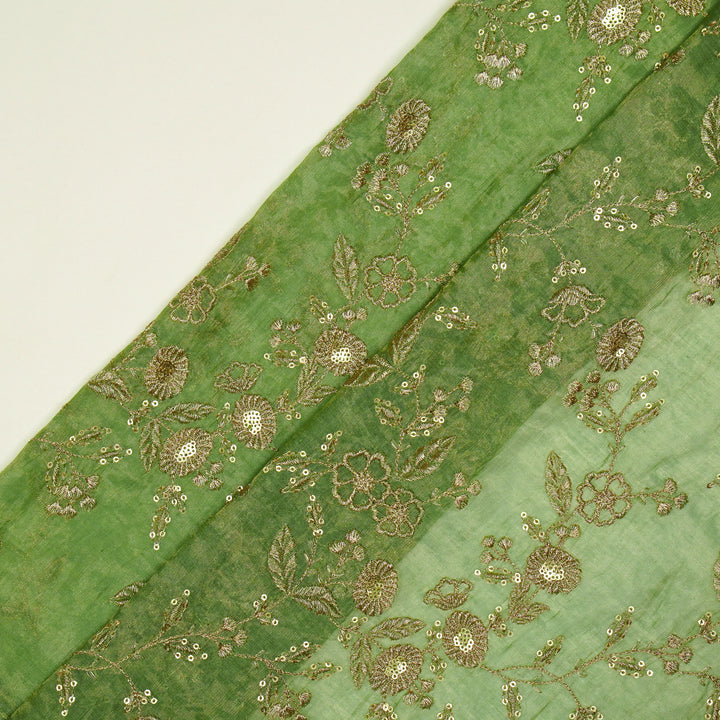 Elira Jaal on Sea Green Tissue Embroidered Fabric