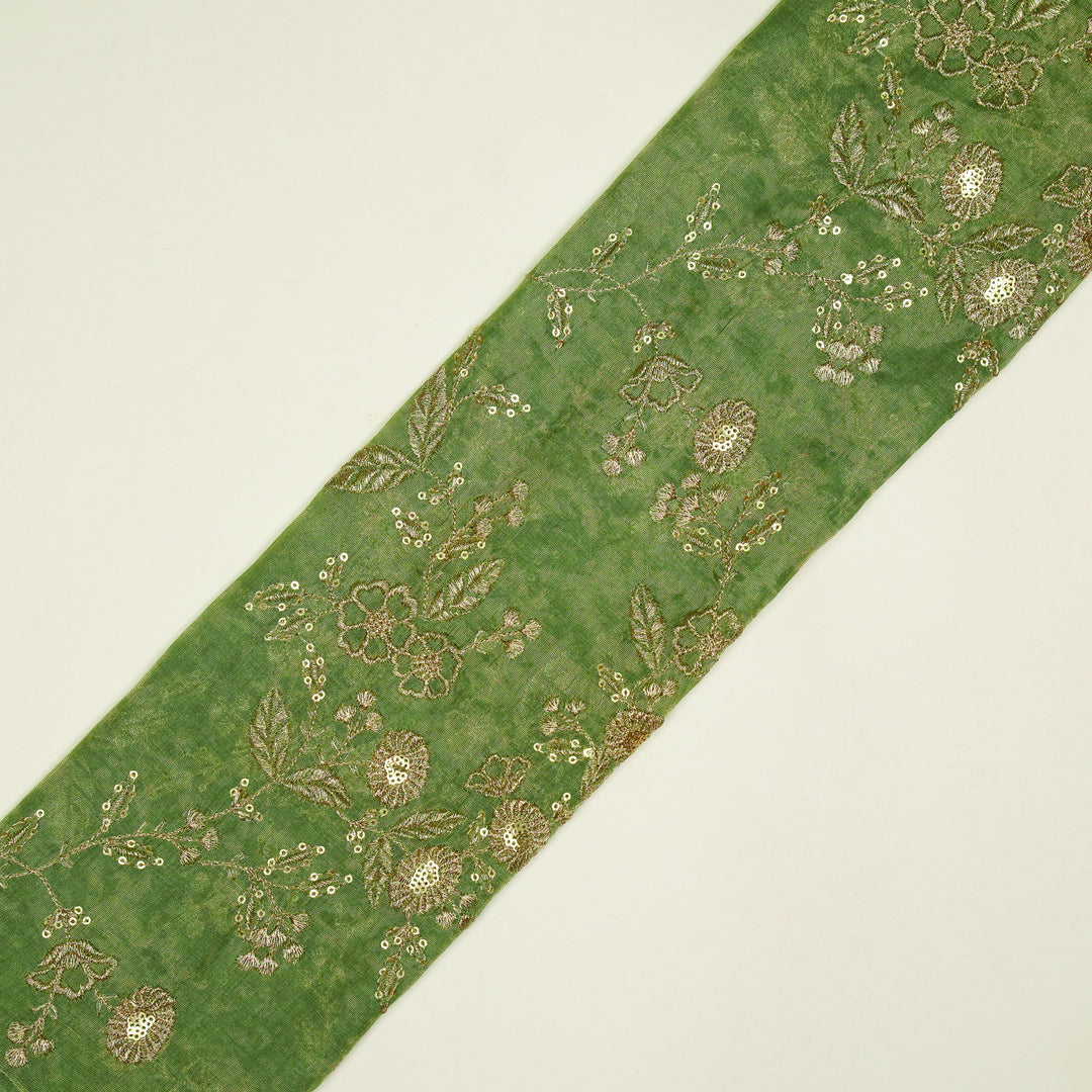 Elira Jaal on Sea Green Tissue Embroidered Fabric