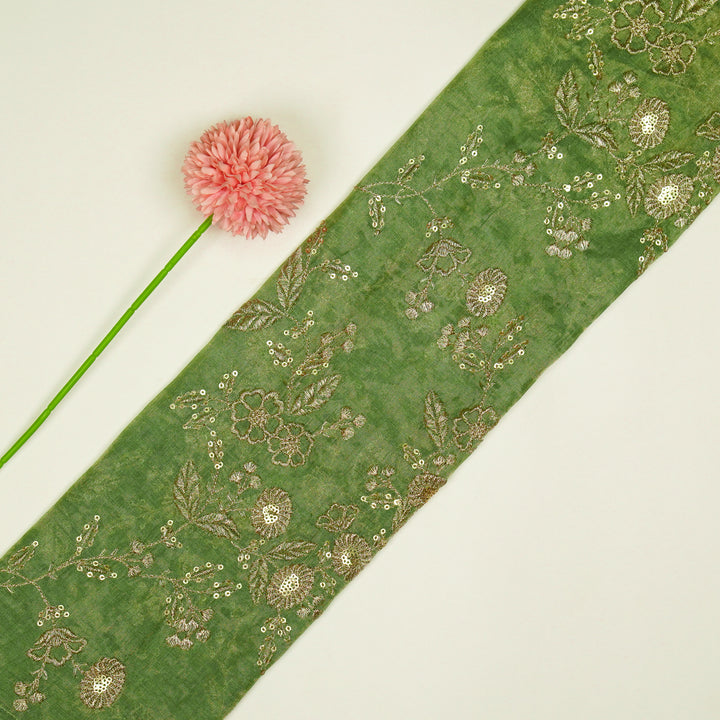 Elira Jaal on Sea Green Tissue Embroidered Fabric