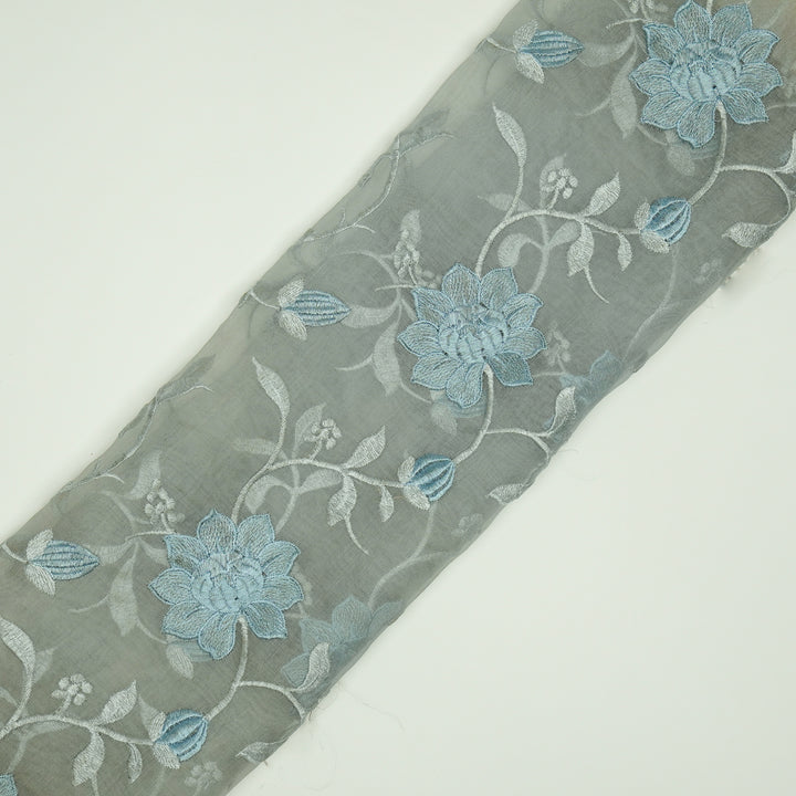 Floral Jaal in self matching on Blue Silk Organza