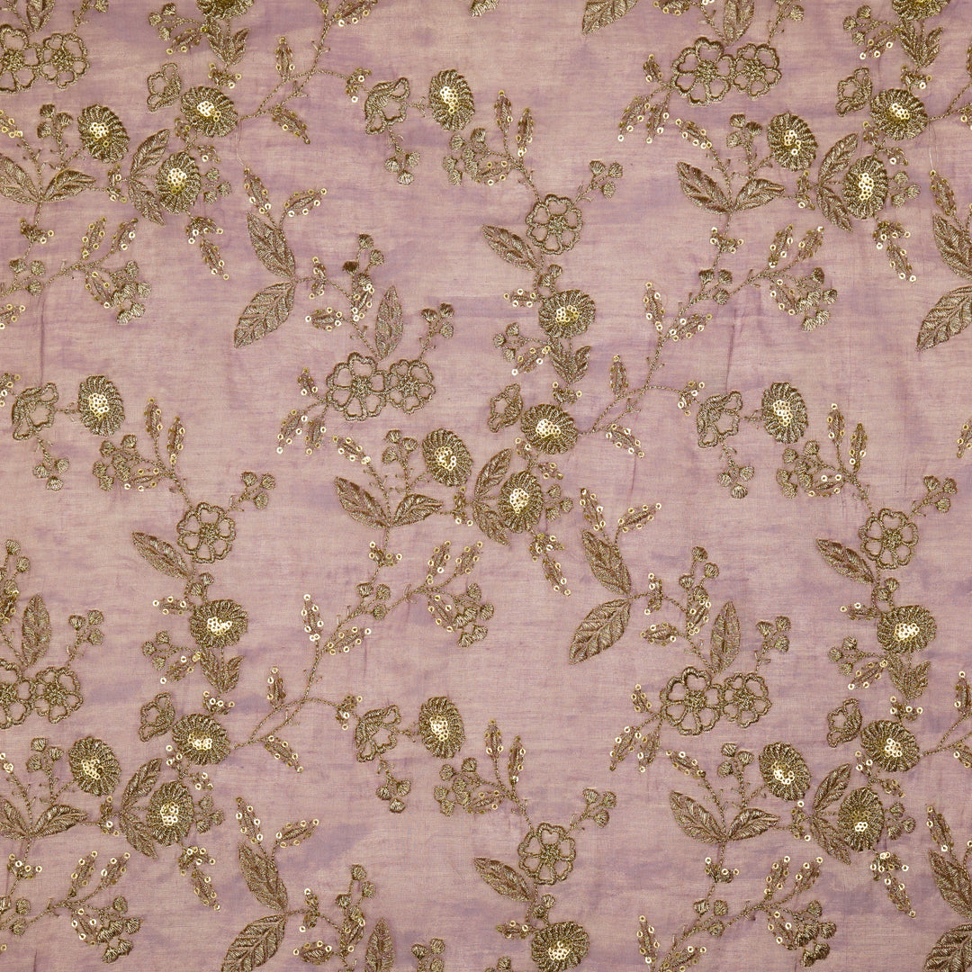 Elira Jaal on Mauve Tissue Embroidered Fabric