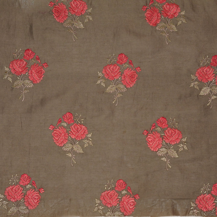 Kaasni Floral Buta on Mouse Silk Chanderi Embroidered Fabric