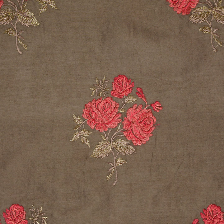 Kaasni Floral Buta on Mouse Silk Chanderi Embroidered Fabric