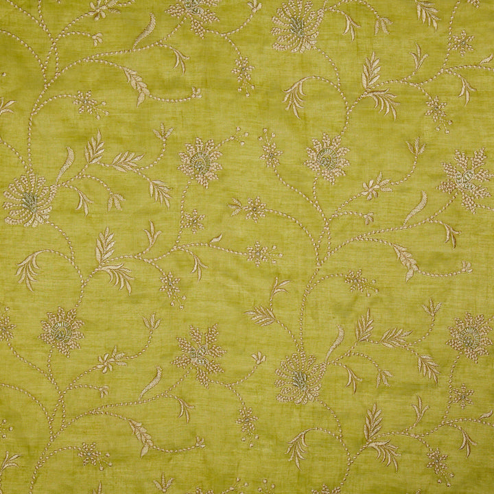 Safira Jaal on Olive Tissue Embroidered Fabric