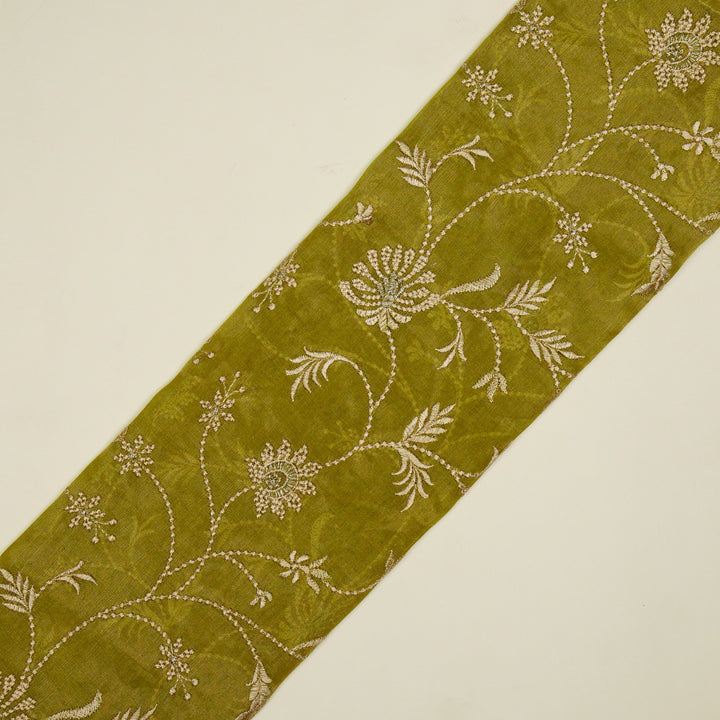 Safira Jaal on Olive Tissue Embroidered Fabric