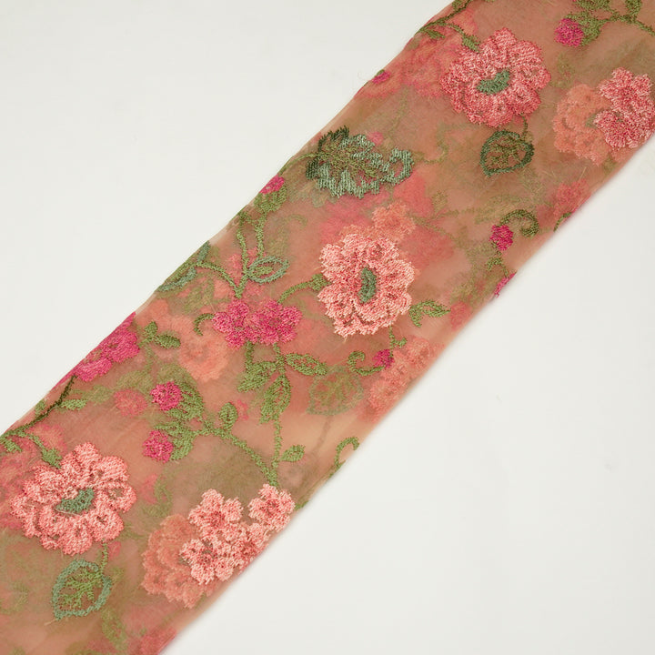 Oshin Jaal on Light Peach Silk Organza Embroidered Fabric