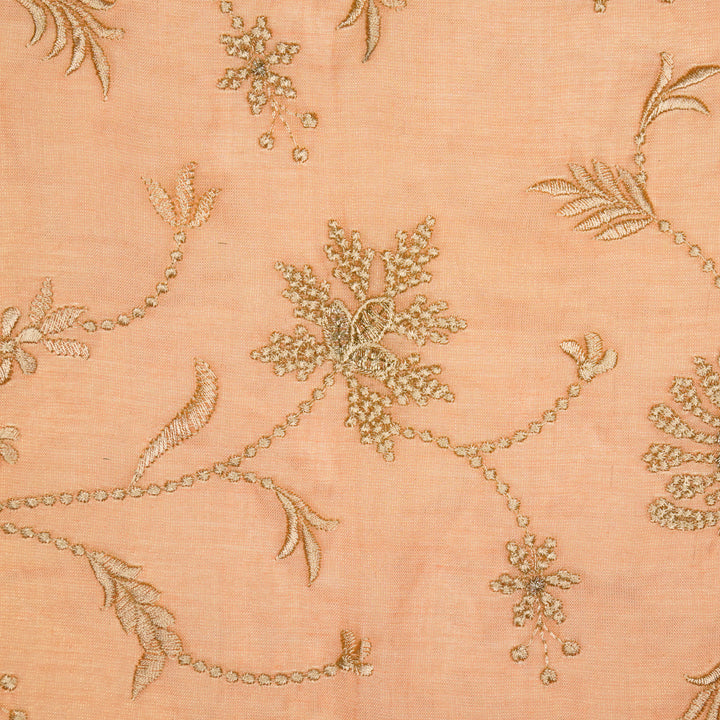 Safira Jaal on Peach Tissue Embroidered Fabric