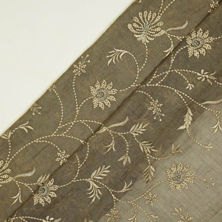 Safira Jaal on Grey Tissue Embroidered Fabric