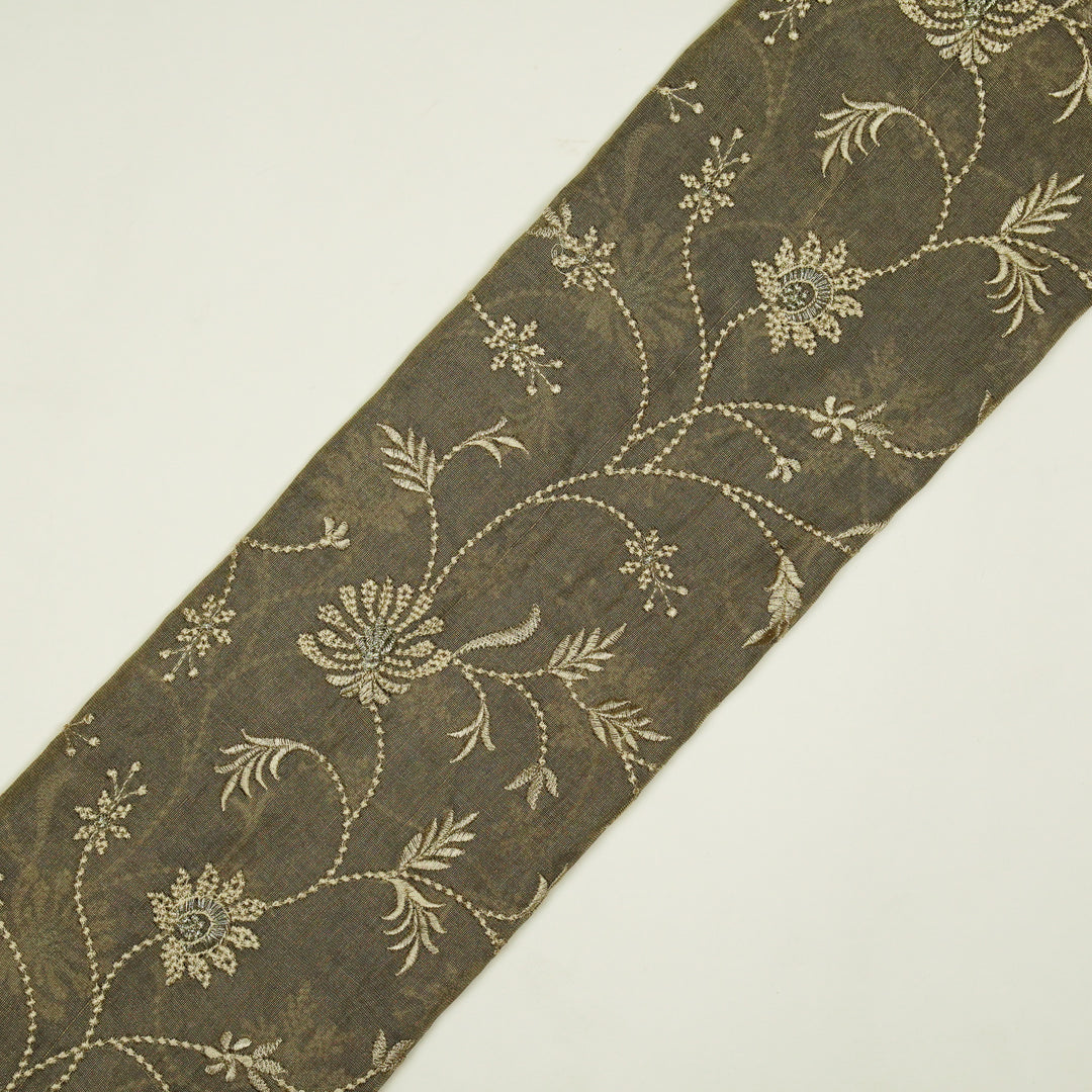 Safira Jaal on Grey Tissue Embroidered Fabric