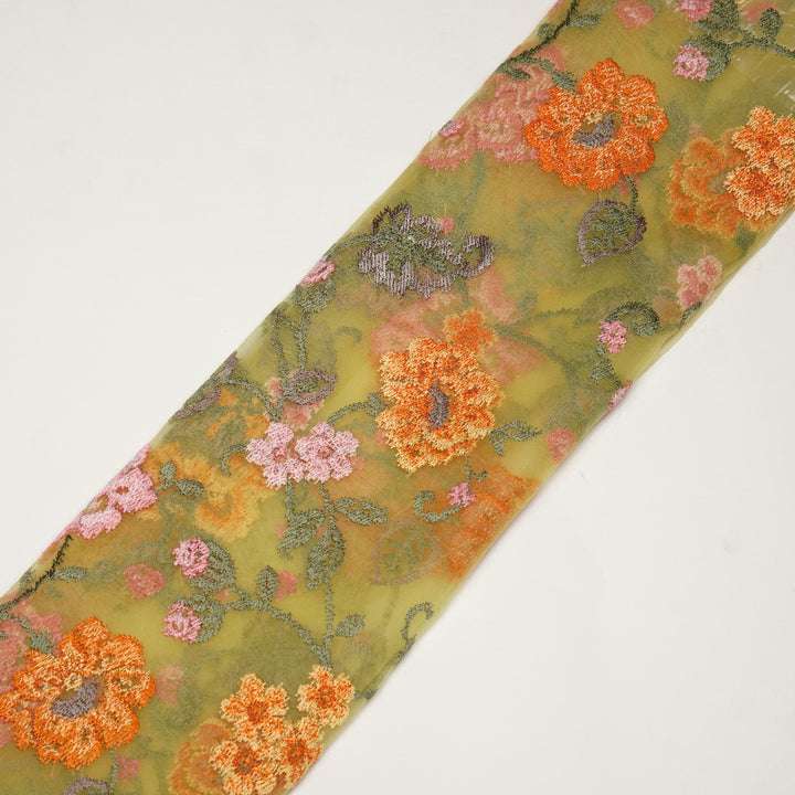 Oshin Jaal on Yellow Silk Organza Embroidered Fabric