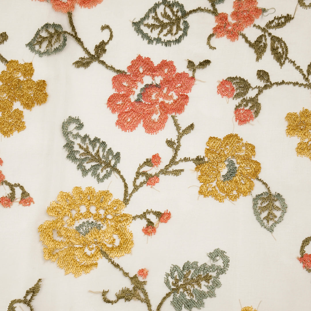 Oshin Jaal on Cream Silk Organza Embroidered Fabric