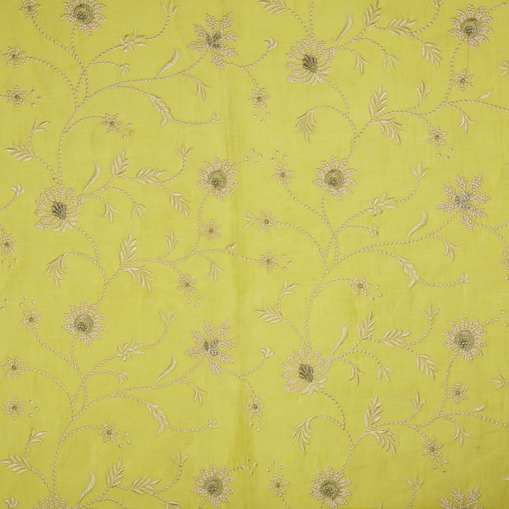 Safira Jaal on Lemon Tissue Embroidered Fabric