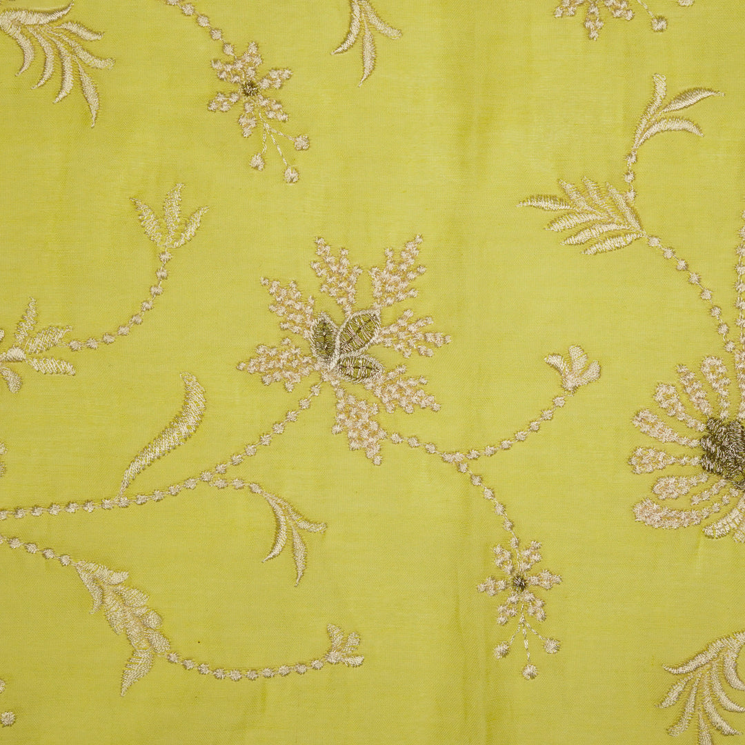Safira Jaal on Lemon Tissue Embroidered Fabric