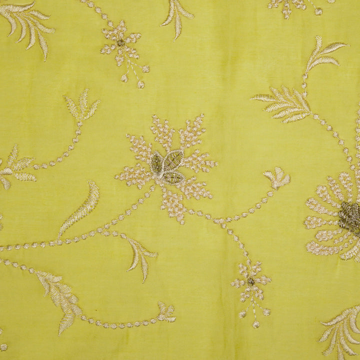 Safira Jaal on Lemon Tissue Embroidered Fabric