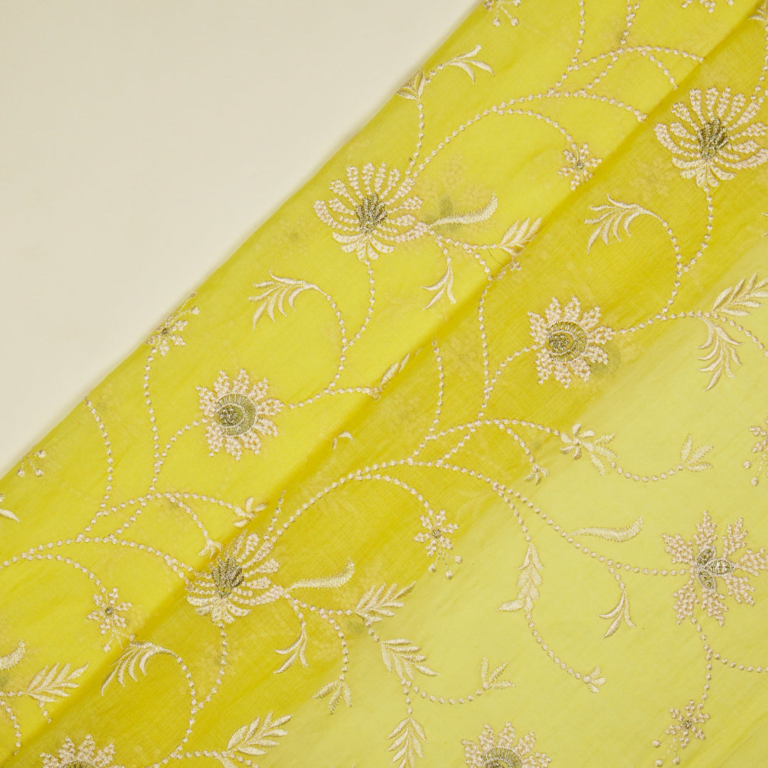 Safira Jaal on Lemon Tissue Embroidered Fabric