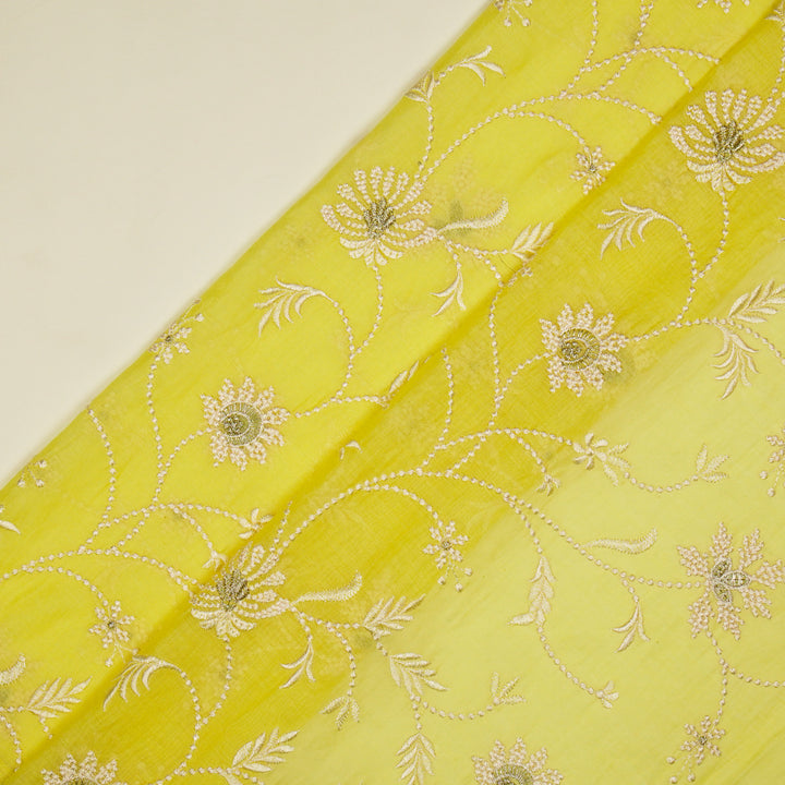 Safira Jaal on Lemon Tissue Embroidered Fabric