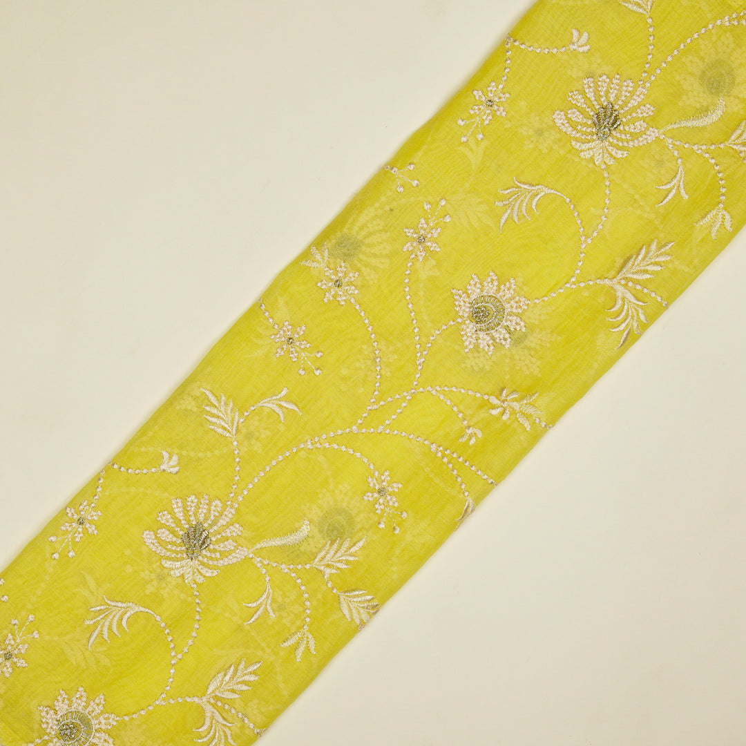 Safira Jaal on Lemon Tissue Embroidered Fabric