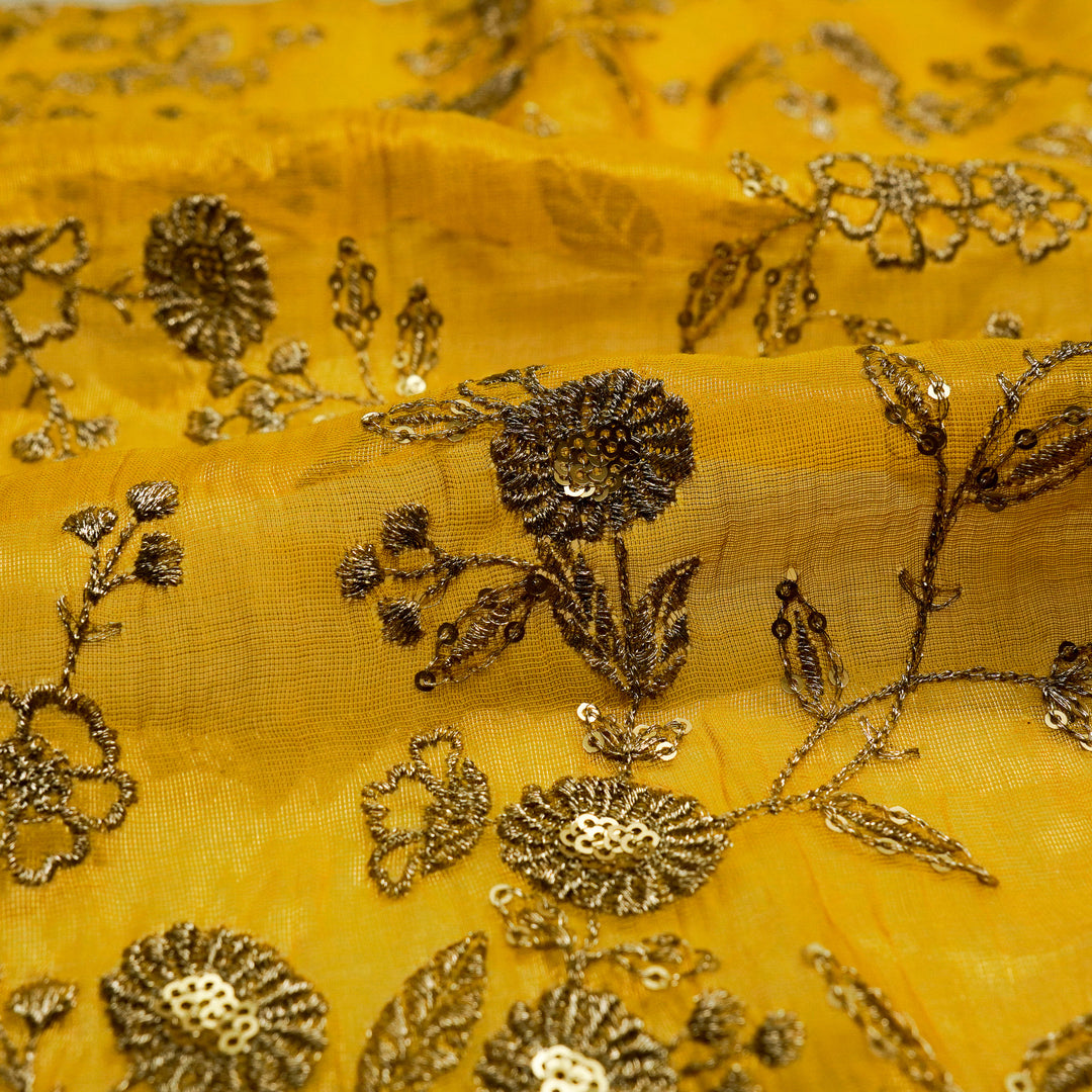 Elira Jaal on Gold Tissue Embroidered Fabric