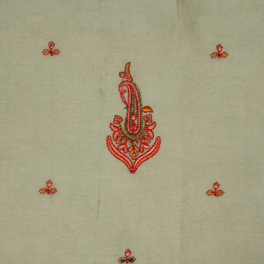 Haima Buta Buti Mixture on Light Grey Silk Chanderi Embroidered Fabric