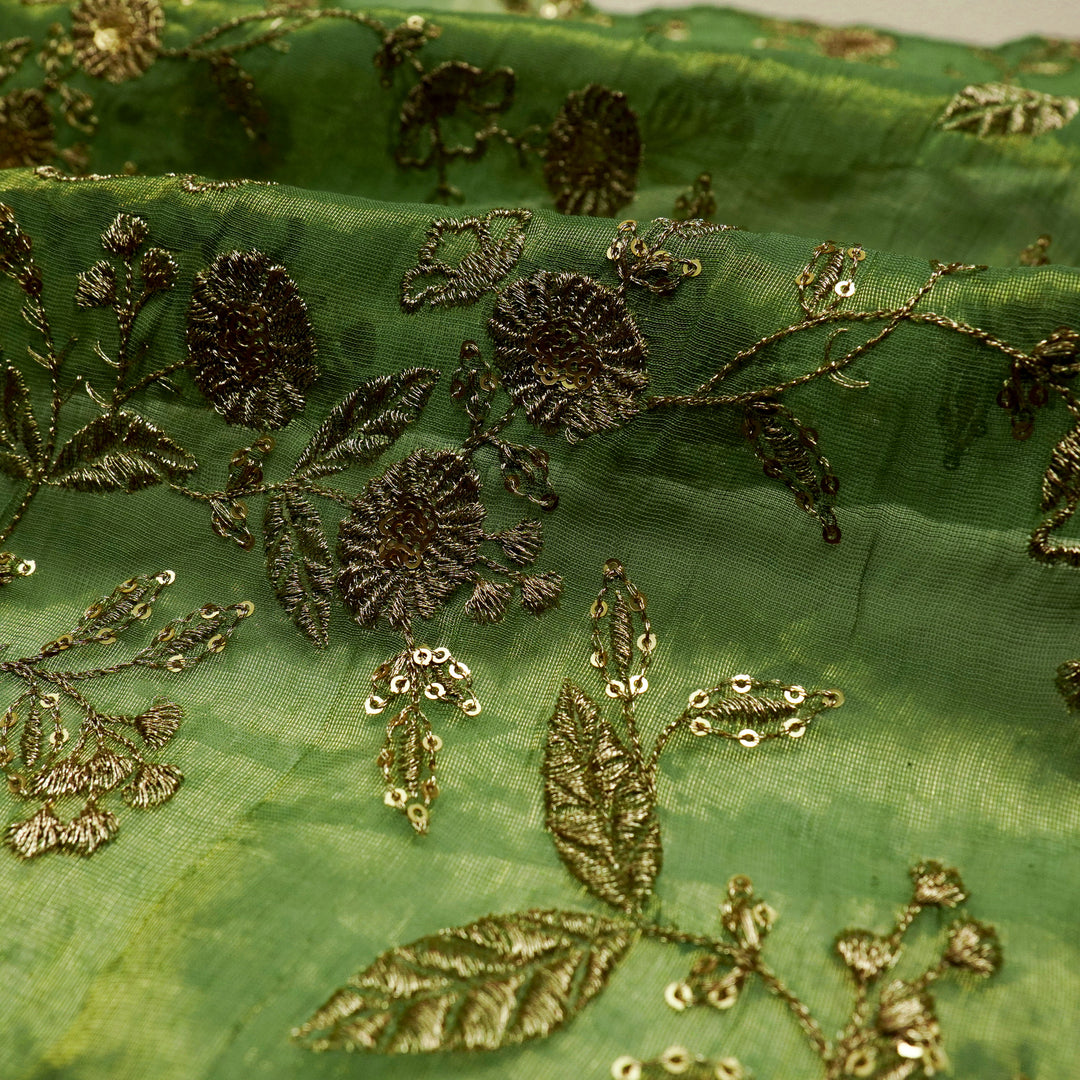 Elira Jaal on Sea Green Tissue Embroidered Fabric