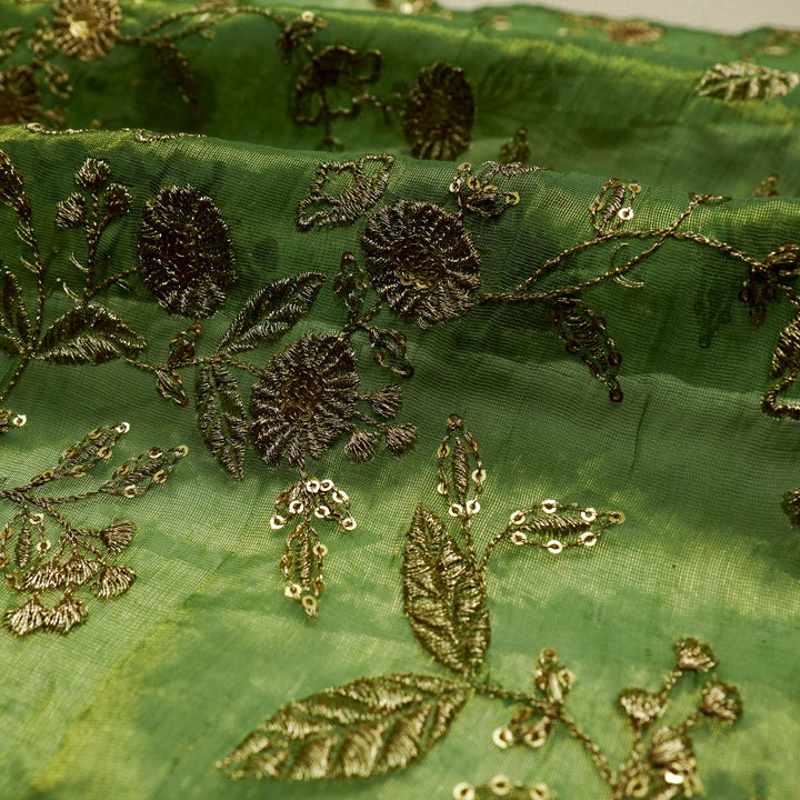 Elira Jaal on Sea Green Tissue Embroidered Fabric