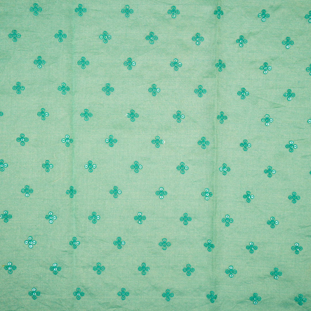 Sea Green Silk Chanderi Ramya Jaal