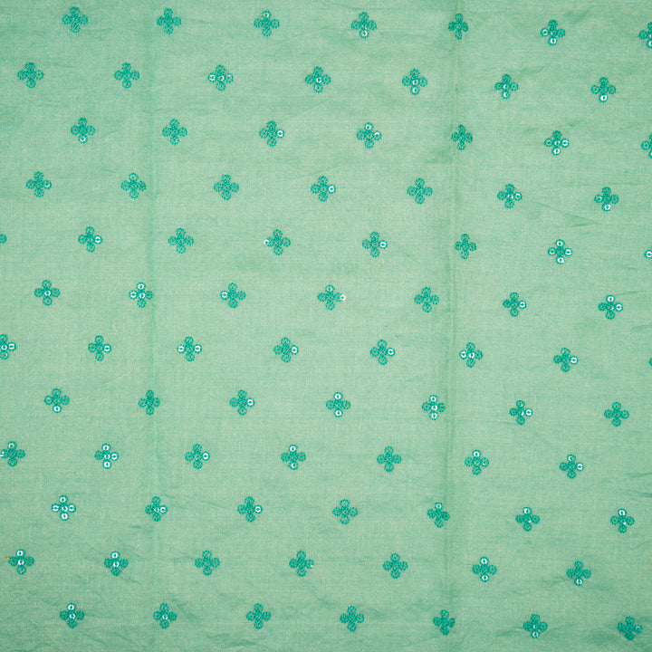 Sea Green Silk Chanderi Ramya Jaal