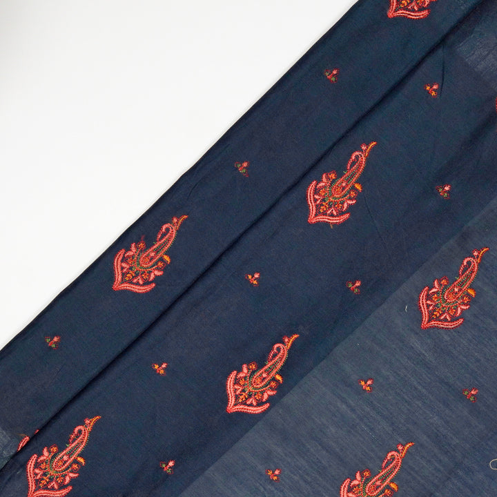 Haima Buta Buti Mixture on Navy Blue Silk Chanderi Embroidered Fabric