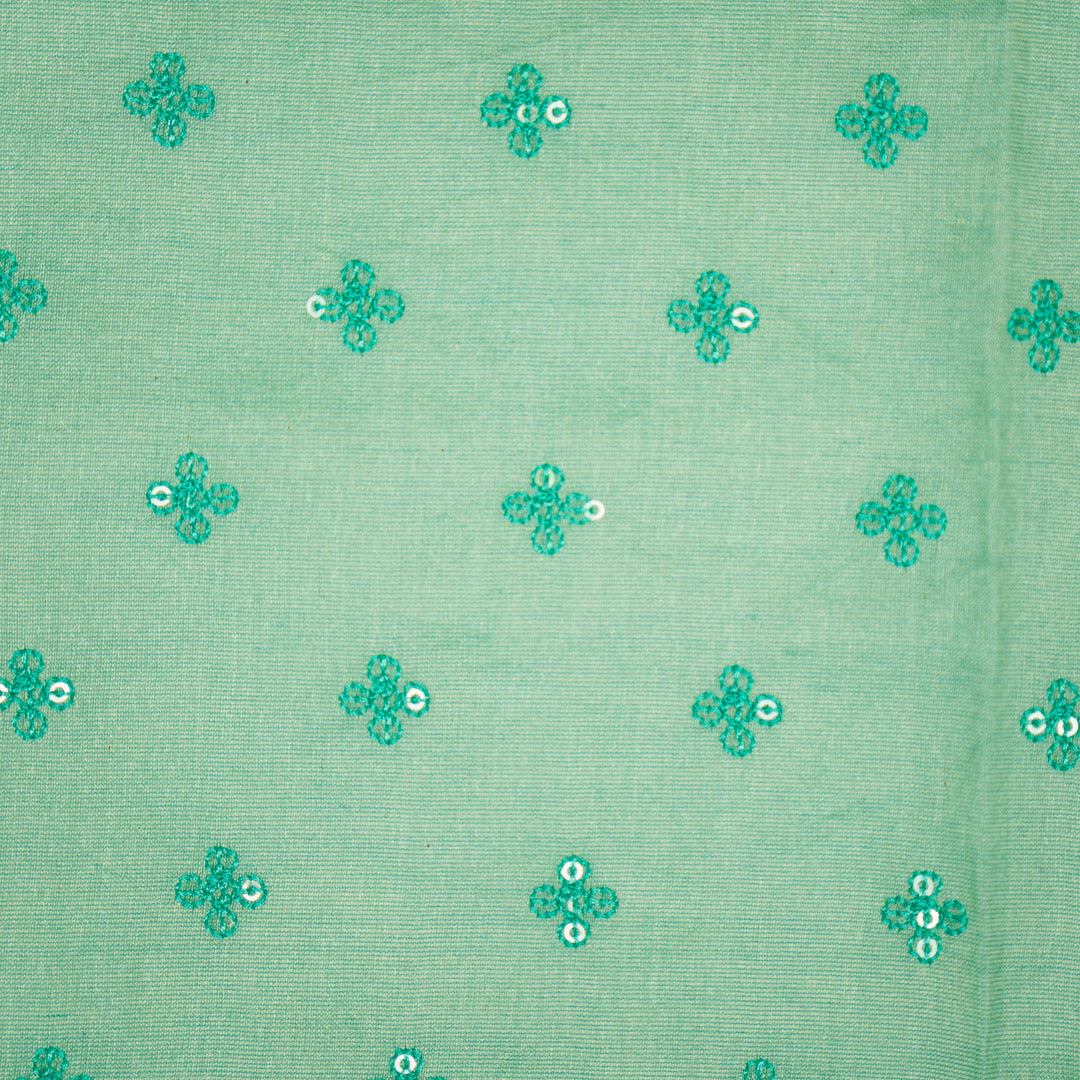 Sea Green Silk Chanderi Ramya Jaal