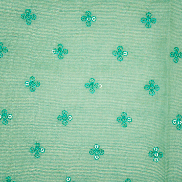 Sea Green Silk Chanderi Ramya Jaal
