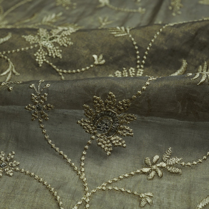 Safira Jaal on Grey Tissue Embroidered Fabric